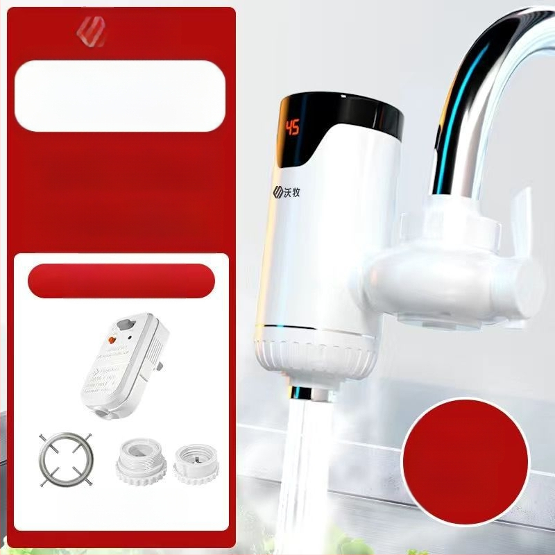 Електрически кран за вода с моментално нагряване и постоянна температура, без монтаж, за кухня и баня, модел WM-34-3, 3400W, 220V, цифров дисплей