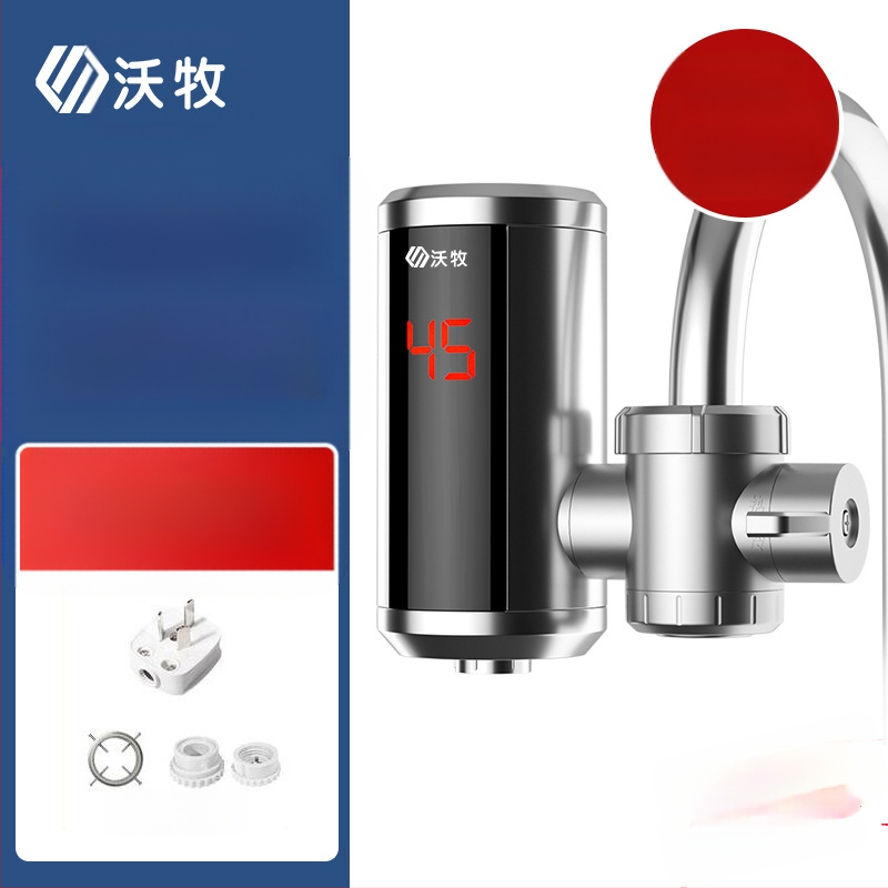 Електрически кран за вода с моментално нагряване и постоянна температура, без монтаж, за кухня и баня, модел WM-34-3, 3400W, 220V, цифров дисплей