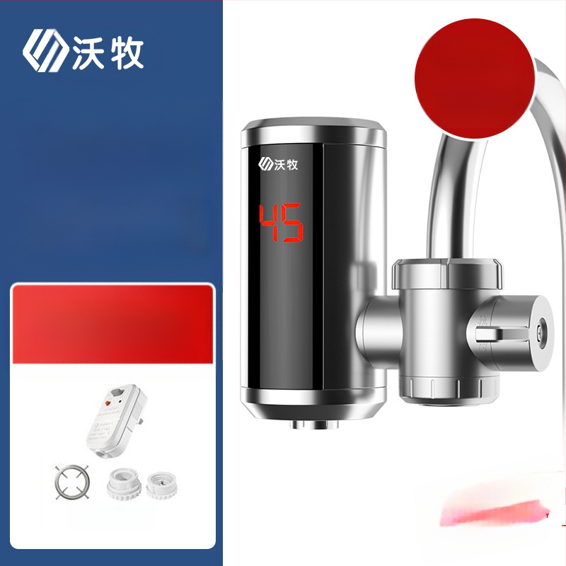 Електрически кран за вода с моментално нагряване и постоянна температура, без монтаж, за кухня и баня, модел WM-34-3, 3400W, 220V, цифров дисплей