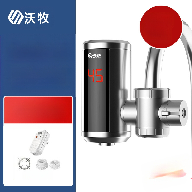 Електрически кран за вода с моментално нагряване и постоянна температура, без монтаж, за кухня и баня, модел WM-34-3, 3400W, 220V, цифров дисплей