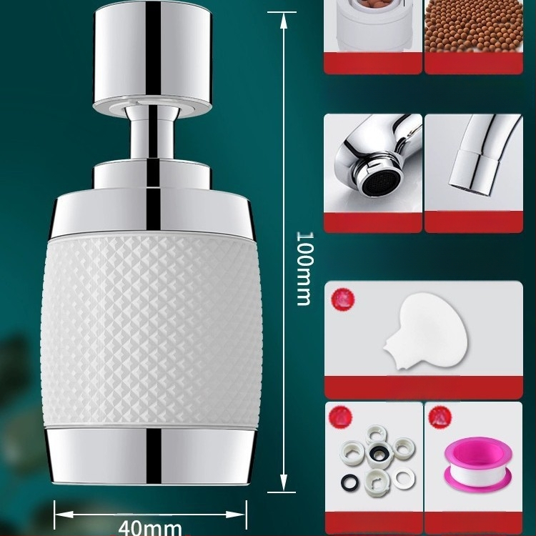 Virtuvės čiaupas – universalus išplėtėjas su pasukamuoju jungtimi, filtru ir apsauga nuo purslų; aliuminio lydinys; modelis 1; modernus minimalistinis dizainas