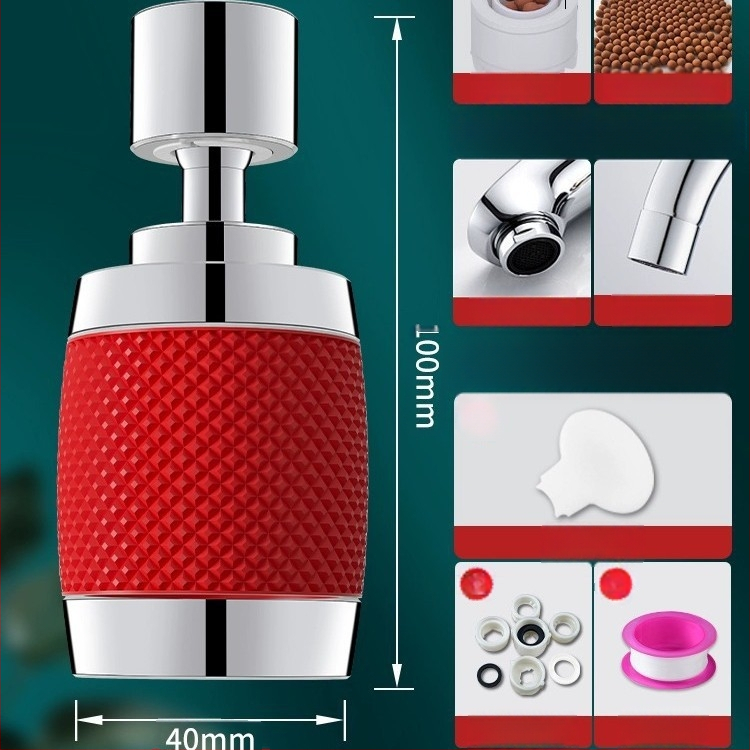 Virtuvės čiaupas – universalus išplėtėjas su pasukamuoju jungtimi, filtru ir apsauga nuo purslų; aliuminio lydinys; modelis 1; modernus minimalistinis dizainas