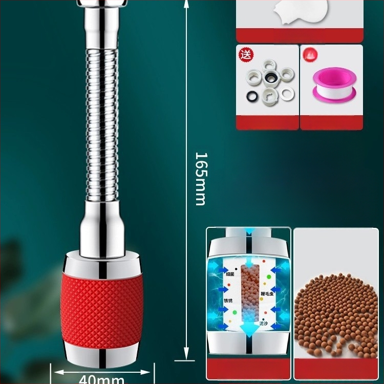 Virtuvės čiaupas – universalus išplėtėjas su pasukamuoju jungtimi, filtru ir apsauga nuo purslų; aliuminio lydinys; modelis 1; modernus minimalistinis dizainas