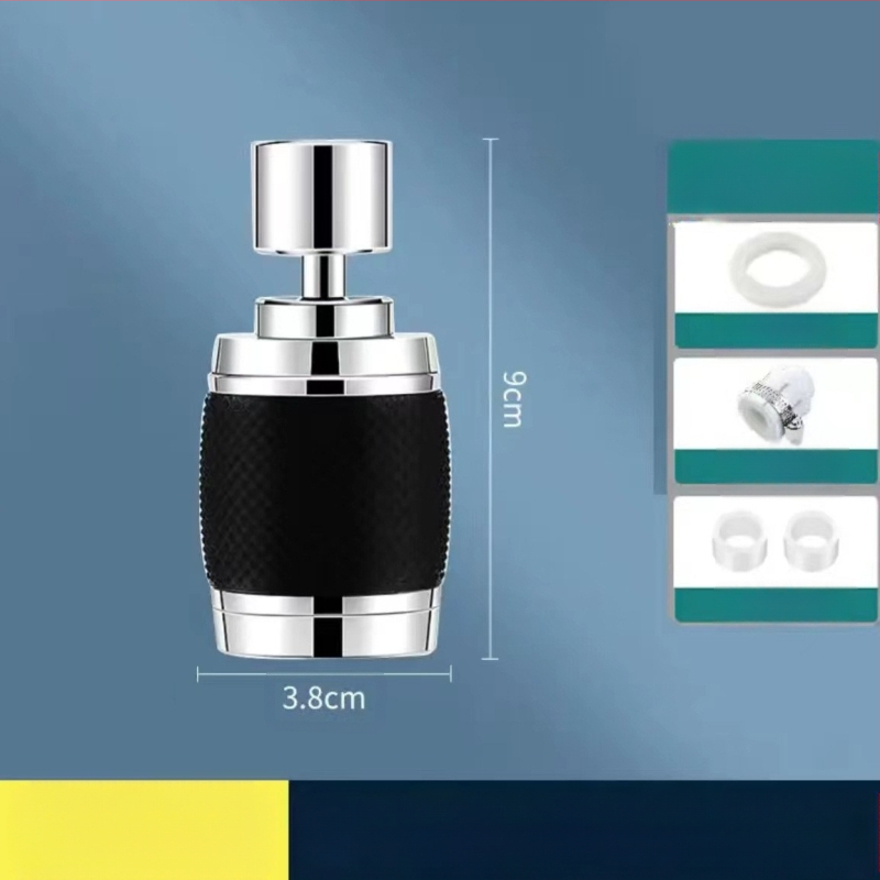 Virtuvės čiaupas – universalus išplėtėjas su pasukamuoju jungtimi, filtru ir apsauga nuo purslų; aliuminio lydinys; modelis 1; modernus minimalistinis dizainas