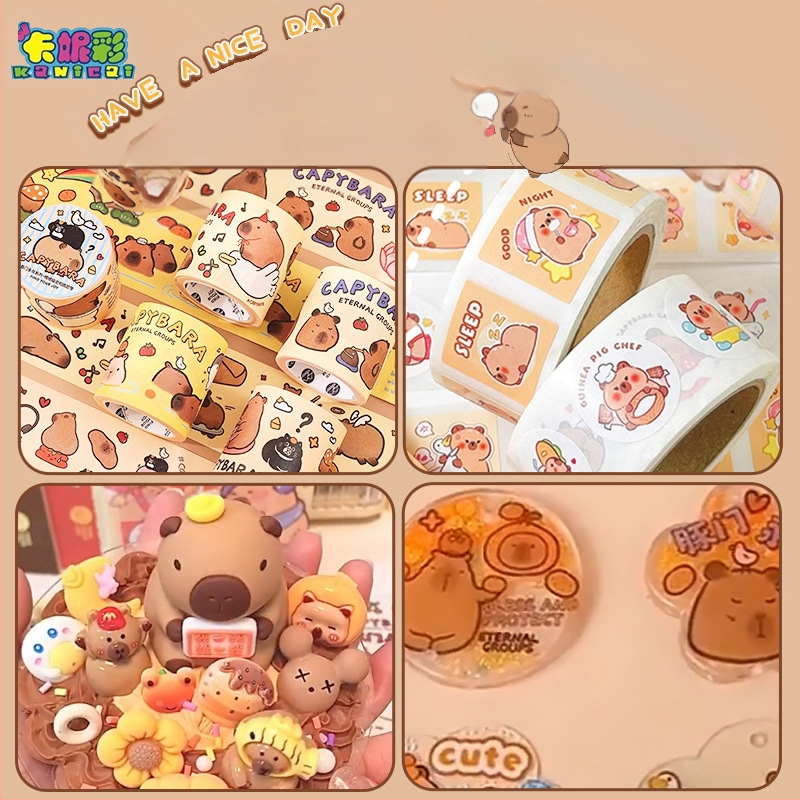 Capybara témájú DIY irodai készlet kézzel készített notesz és teljes matrica készlet