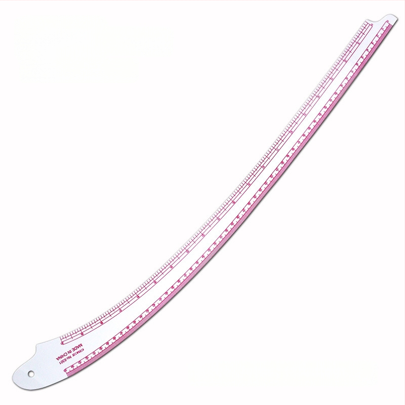 Комплект чертожни линейки за облекло с вградена скала, пластмасов корпус, L-образна правоъгълна плоча и криви за моделиране