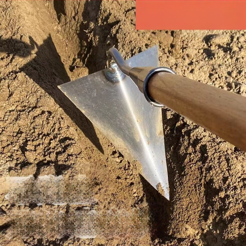 Háromszög kapálóvas kerthez – mangánacélból készült, kerti eszköz a sávok ásására és a talaj lazítására, márka Lan Jiaochen