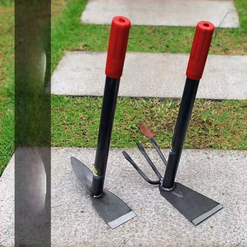  Lopată de grădină cu dublă utilizare, greblă cu trei dinți, vârf ascuțit; Wanxing marcă, bază din oțel, unelte de construcții