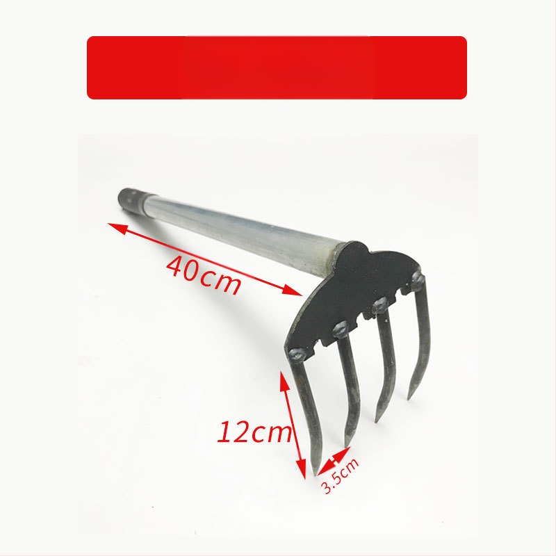  Lopată de grădină cu dublă utilizare, greblă cu trei dinți, vârf ascuțit; Wanxing marcă, bază din oțel, unelte de construcții