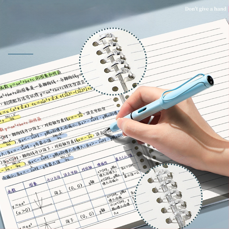 Caurspīdīgs piezīmju grāmatiņa ar noņemamu iekšējo bloku un kvadrātveida lapām, ideāli piemērots vidusskolas skolēniem