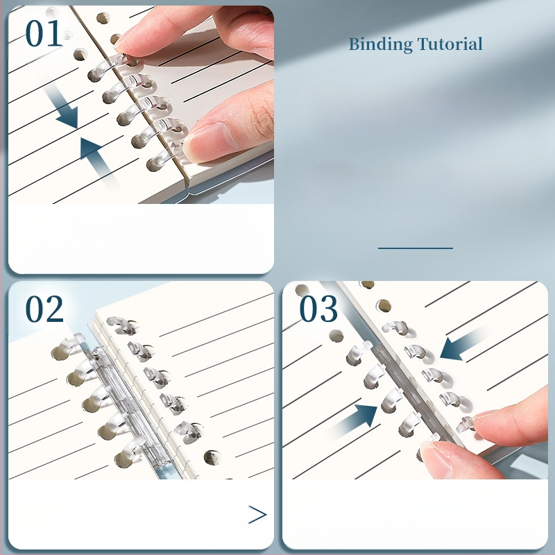 Caurspīdīgs piezīmju grāmatiņa ar noņemamu iekšējo bloku un kvadrātveida lapām, ideāli piemērots vidusskolas skolēniem