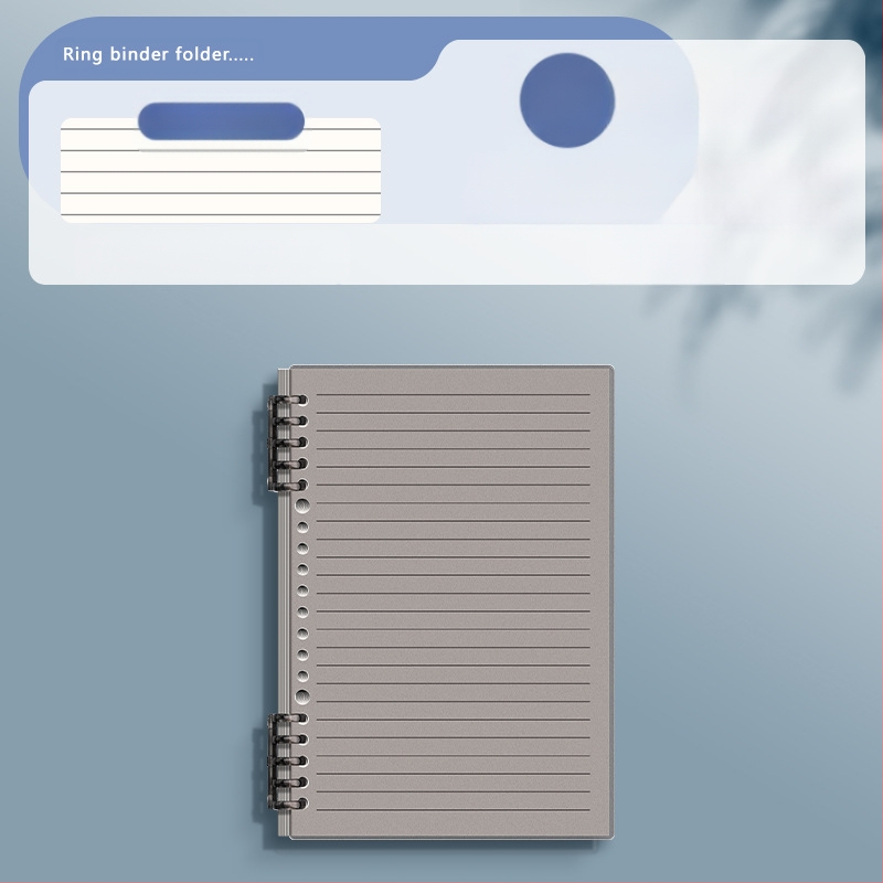 Caurspīdīgs piezīmju grāmatiņa ar noņemamu iekšējo bloku un kvadrātveida lapām, ideāli piemērots vidusskolas skolēniem