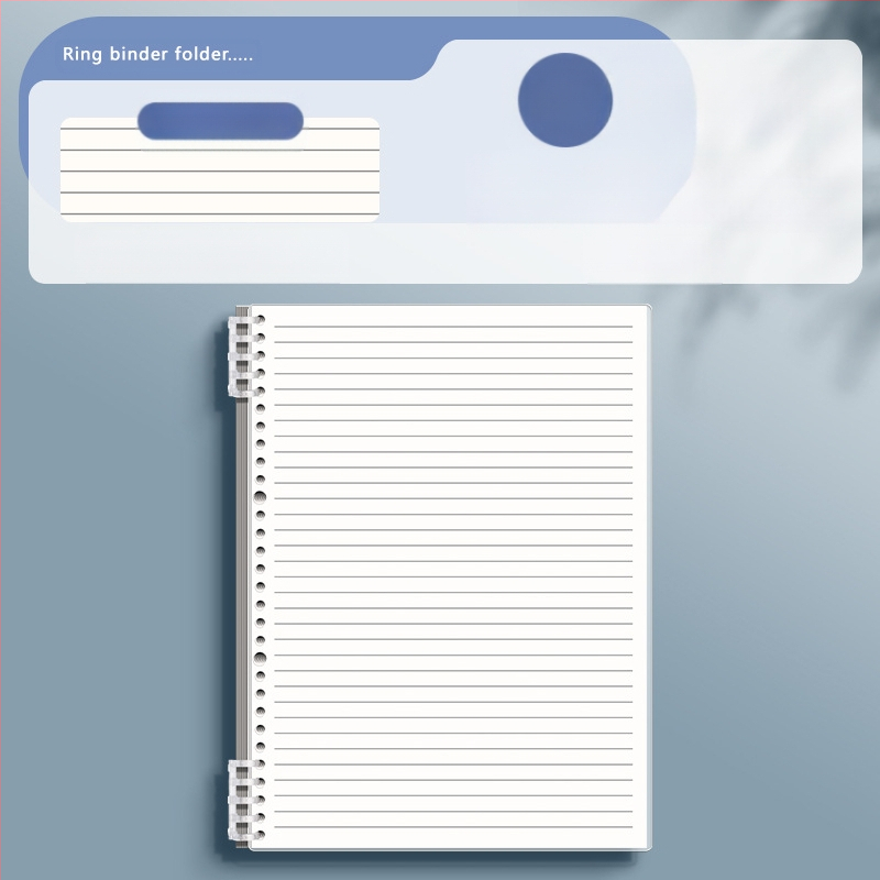 Caurspīdīgs piezīmju grāmatiņa ar noņemamu iekšējo bloku un kvadrātveida lapām, ideāli piemērots vidusskolas skolēniem