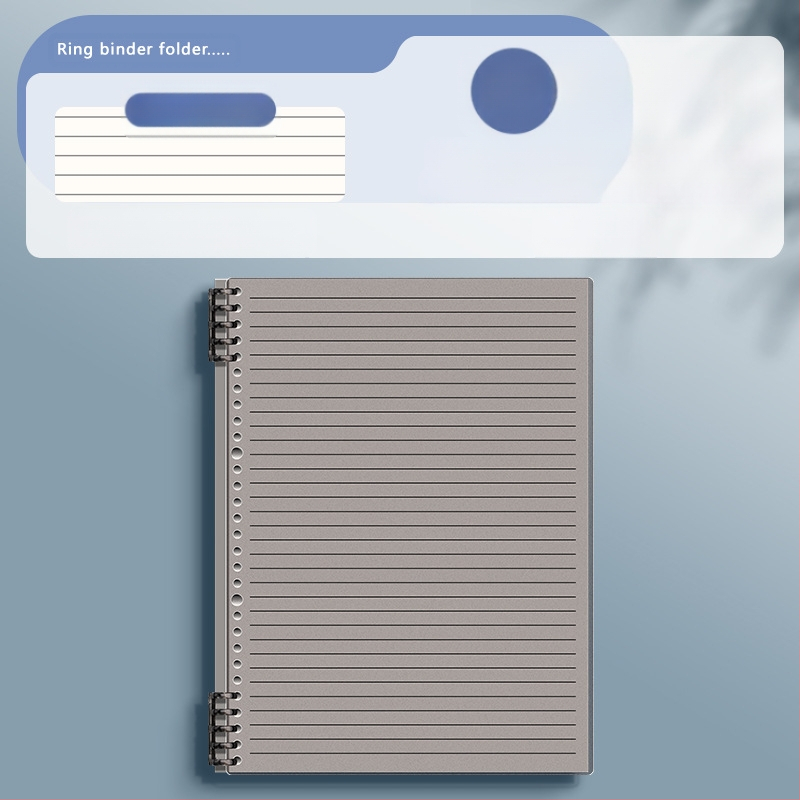 Caurspīdīgs piezīmju grāmatiņa ar noņemamu iekšējo bloku un kvadrātveida lapām, ideāli piemērots vidusskolas skolēniem