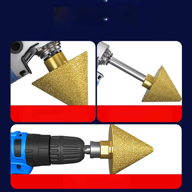 Haoqi Диамантен фрезер за заобляне на ръбове за керамични плочки и мрамор – отвори за дупки, разширител на отвори, бур за пробиване, конусовидна глава за шлайфане
