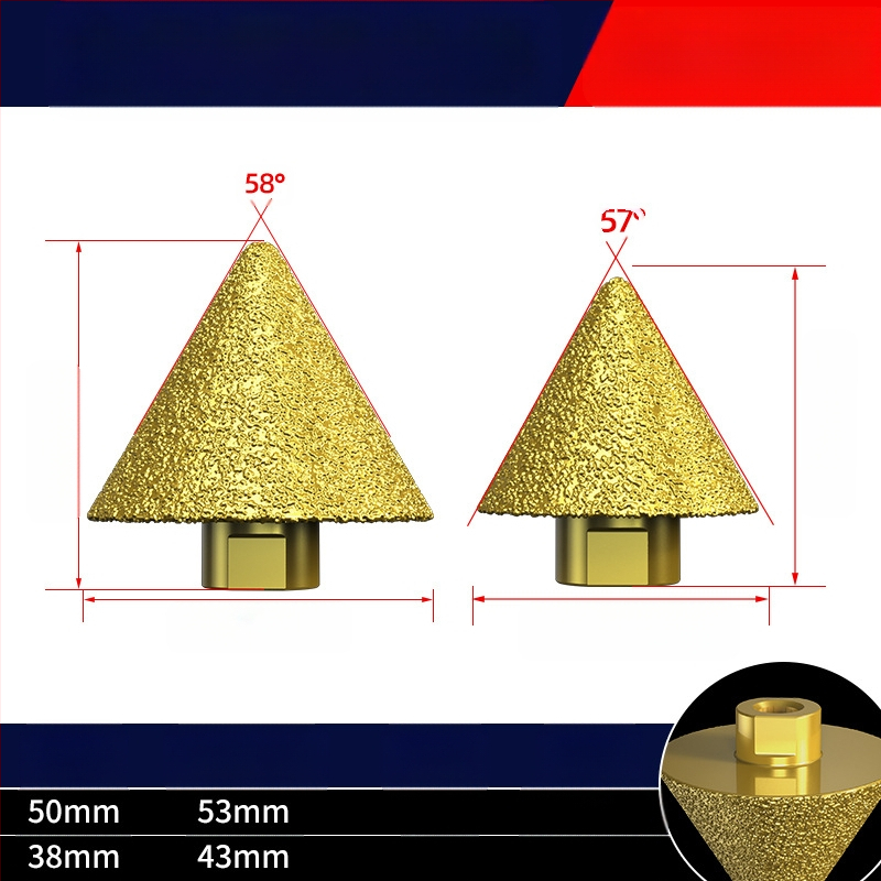 Haoqi Диамантен фрезер за заобляне на ръбове за керамични плочки и мрамор – отвори за дупки, разширител на отвори, бур за пробиване, конусовидна глава за шлайфане