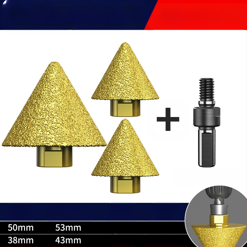 Haoqi Диамантен фрезер за заобляне на ръбове за керамични плочки и мрамор – отвори за дупки, разширител на отвори, бур за пробиване, конусовидна глава за шлайфане