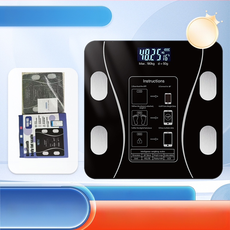 Ķermeņa tauku svari ar Bluetooth — gudra mājas veselības svari pieaugušajiem; mēra svaru, ķermeņa taukus, kalorijas un mitrumu; maksimālais slodze 180 kg