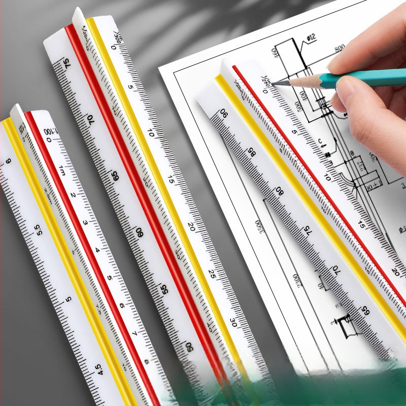 Триъгълен мащабен линейник за вътрешно архитектурно чертане, пластмасов, Liangzhi SLBLC