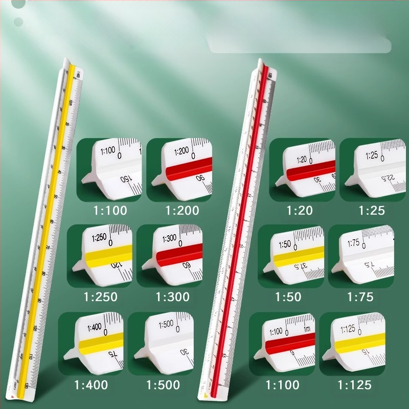 Триъгълен мащабен линейник за вътрешно архитектурно чертане, пластмасов, Liangzhi SLBLC