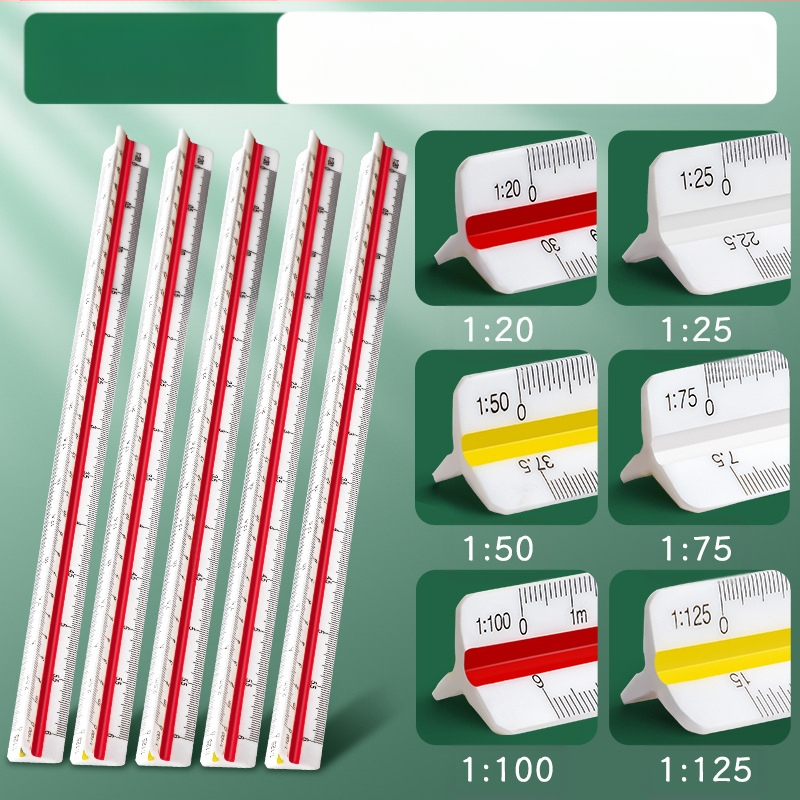 Триъгълен мащабен линейник за вътрешно архитектурно чертане, пластмасов, Liangzhi SLBLC