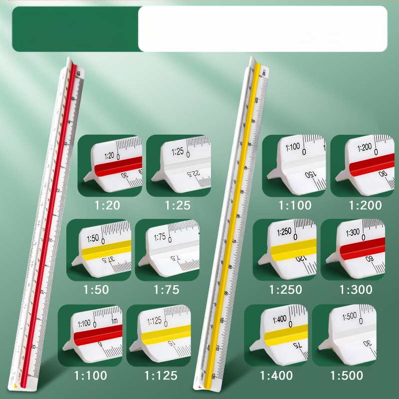 Триъгълен мащабен линейник за вътрешно архитектурно чертане, пластмасов, Liangzhi SLBLC