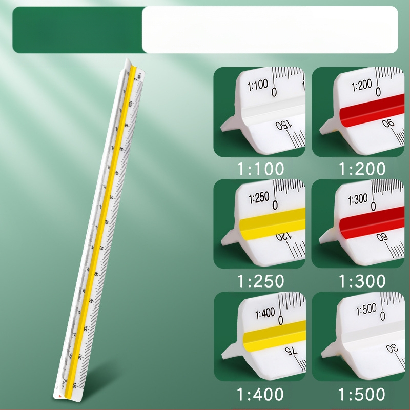 Триъгълен мащабен линейник за вътрешно архитектурно чертане, пластмасов, Liangzhi SLBLC