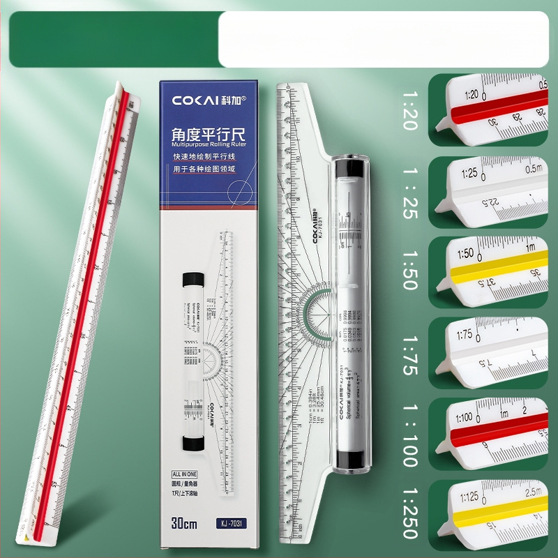 Триъгълен мащабен линейник за вътрешно архитектурно чертане, пластмасов, Liangzhi SLBLC