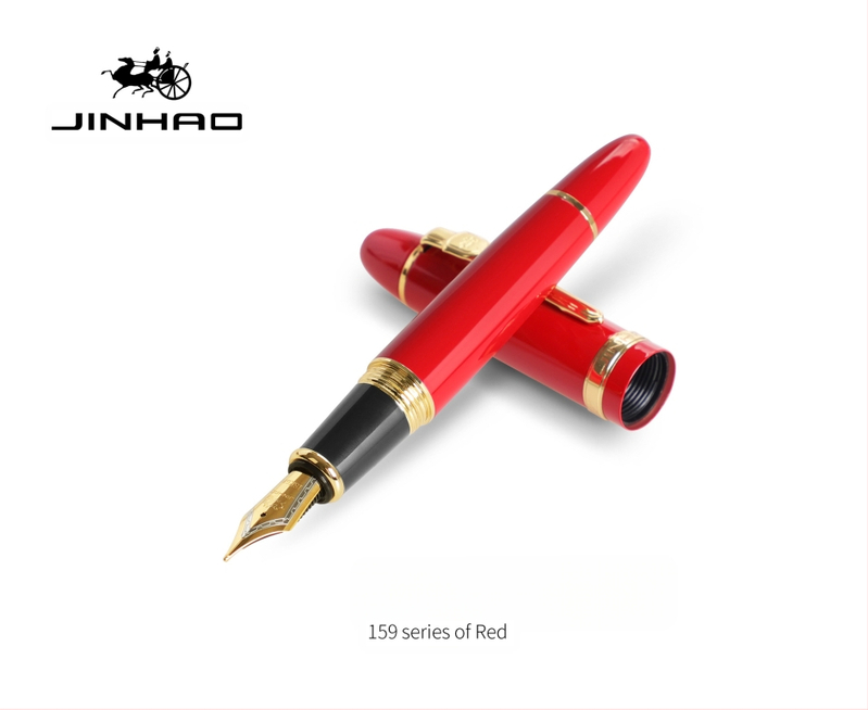 Jin Hao 159 sērijas irīdija parakstīšanas pildspalva, metāla korpuss, spirālveida tintes padeve, metāla uzgalis, drukāts logotips, pielāgošana