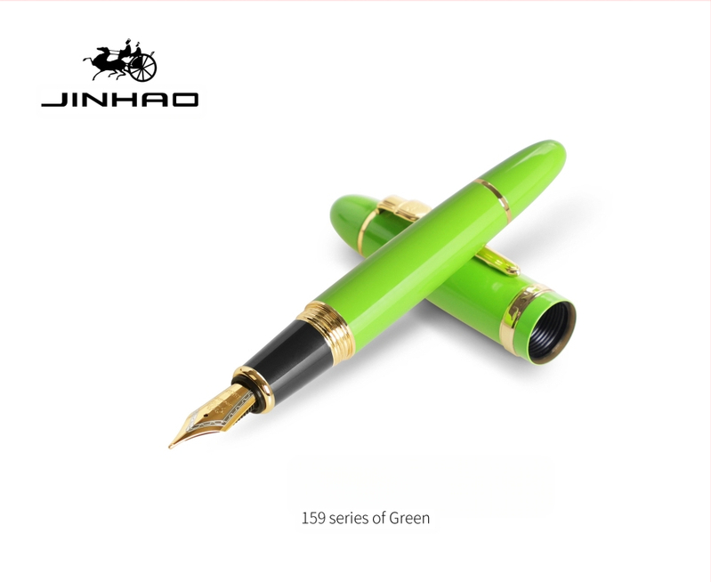 Jin Hao 159 sērijas irīdija parakstīšanas pildspalva, metāla korpuss, spirālveida tintes padeve, metāla uzgalis, drukāts logotips, pielāgošana
