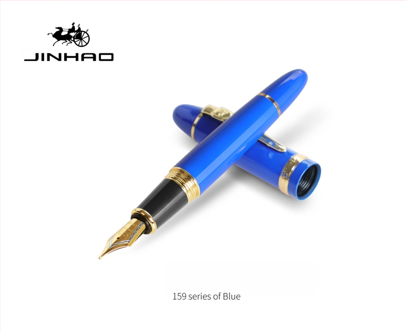 Jin Hao 159 sērijas irīdija parakstīšanas pildspalva, metāla korpuss, spirālveida tintes padeve, metāla uzgalis, drukāts logotips, pielāgošana