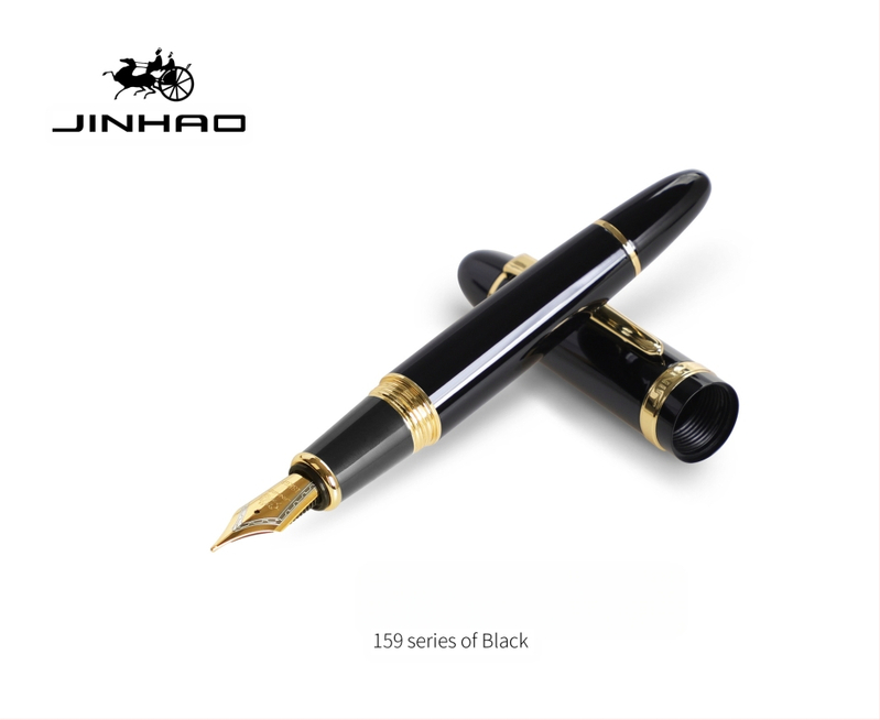Jin Hao 159 sērijas irīdija parakstīšanas pildspalva, metāla korpuss, spirālveida tintes padeve, metāla uzgalis, drukāts logotips, pielāgošana
