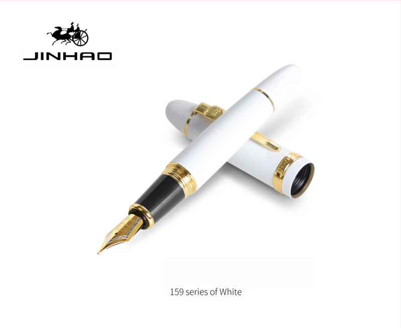 Jin Hao 159 sērijas irīdija parakstīšanas pildspalva, metāla korpuss, spirālveida tintes padeve, metāla uzgalis, drukāts logotips, pielāgošana