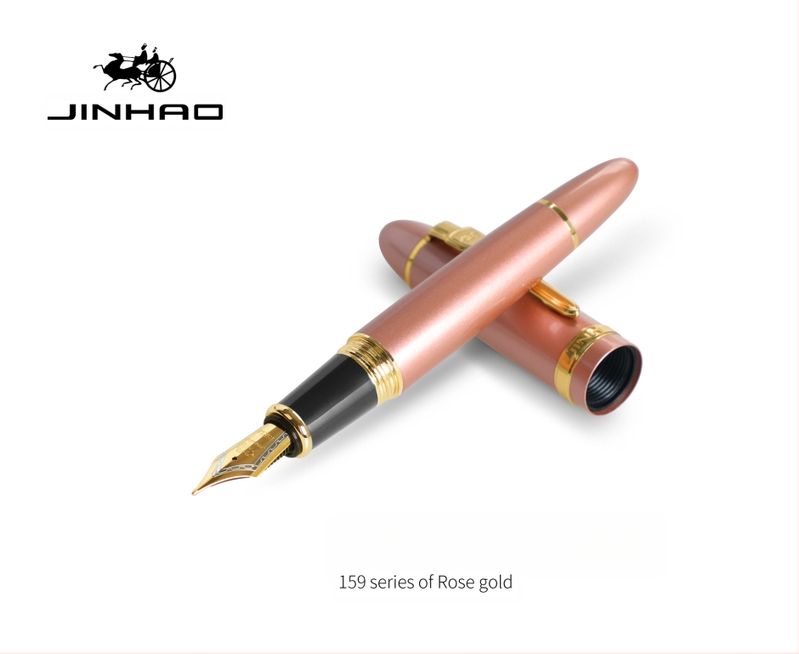Jin Hao 159 sērijas irīdija parakstīšanas pildspalva, metāla korpuss, spirālveida tintes padeve, metāla uzgalis, drukāts logotips, pielāgošana