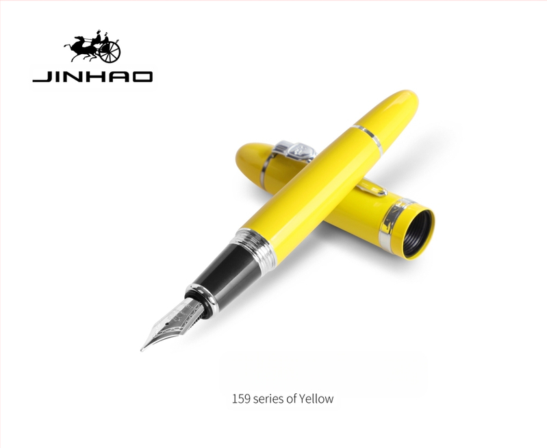 Jin Hao 159 sērijas irīdija parakstīšanas pildspalva, metāla korpuss, spirālveida tintes padeve, metāla uzgalis, drukāts logotips, pielāgošana