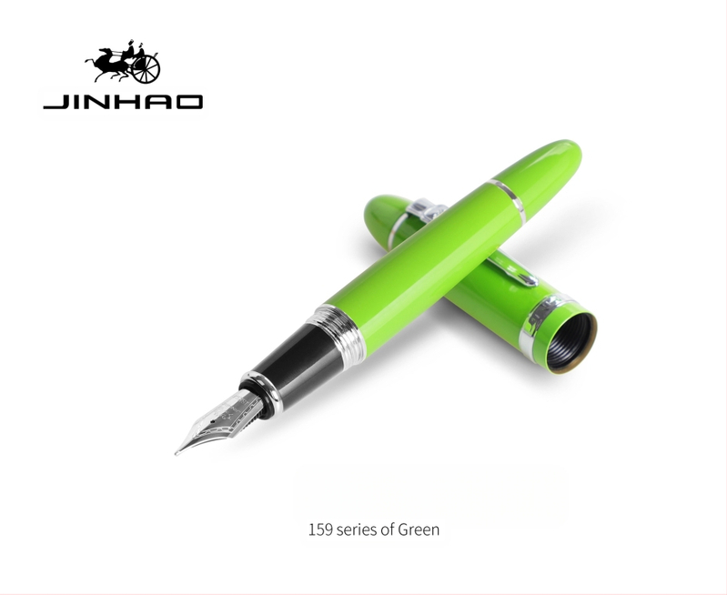 Jin Hao 159 sērijas irīdija parakstīšanas pildspalva, metāla korpuss, spirālveida tintes padeve, metāla uzgalis, drukāts logotips, pielāgošana