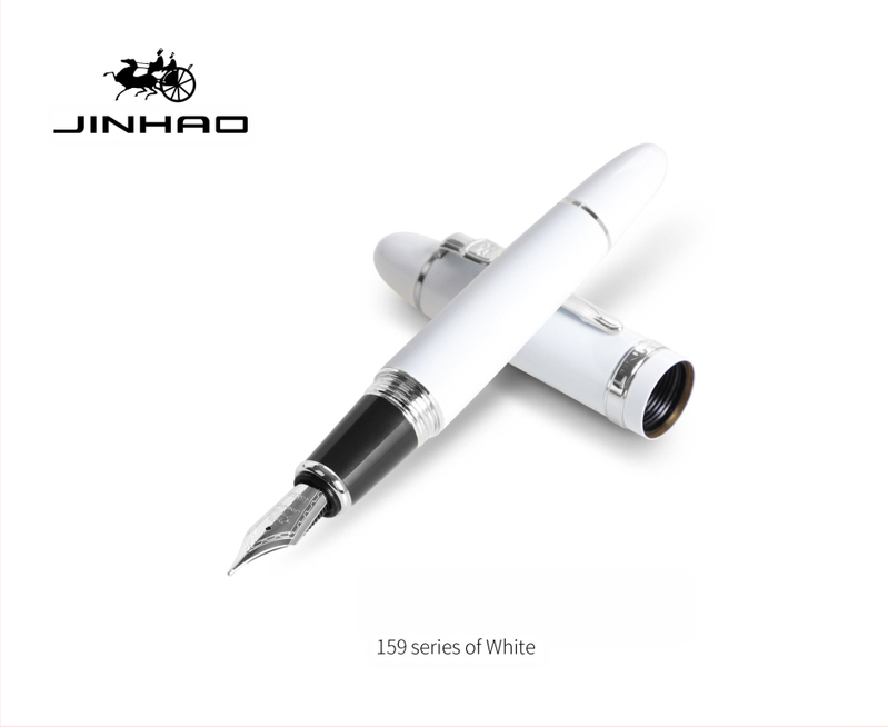 Jin Hao 159 sērijas irīdija parakstīšanas pildspalva, metāla korpuss, spirālveida tintes padeve, metāla uzgalis, drukāts logotips, pielāgošana