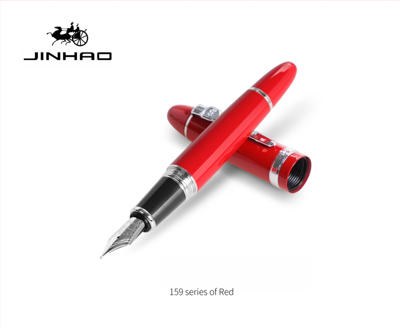 Jin Hao 159 sērijas irīdija parakstīšanas pildspalva, metāla korpuss, spirālveida tintes padeve, metāla uzgalis, drukāts logotips, pielāgošana