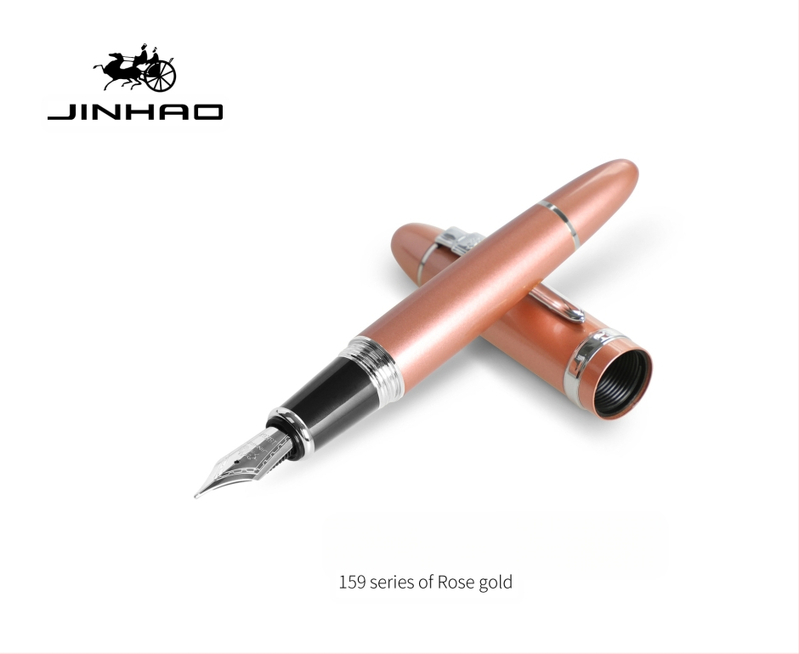 Jin Hao 159 sērijas irīdija parakstīšanas pildspalva, metāla korpuss, spirālveida tintes padeve, metāla uzgalis, drukāts logotips, pielāgošana