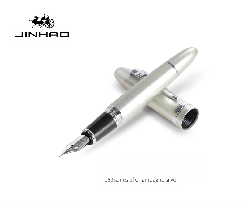 Jin Hao 159 sērijas irīdija parakstīšanas pildspalva, metāla korpuss, spirālveida tintes padeve, metāla uzgalis, drukāts logotips, pielāgošana