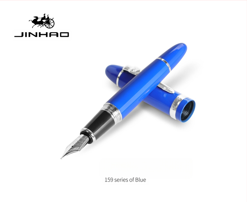 Jin Hao 159 sērijas irīdija parakstīšanas pildspalva, metāla korpuss, spirālveida tintes padeve, metāla uzgalis, drukāts logotips, pielāgošana