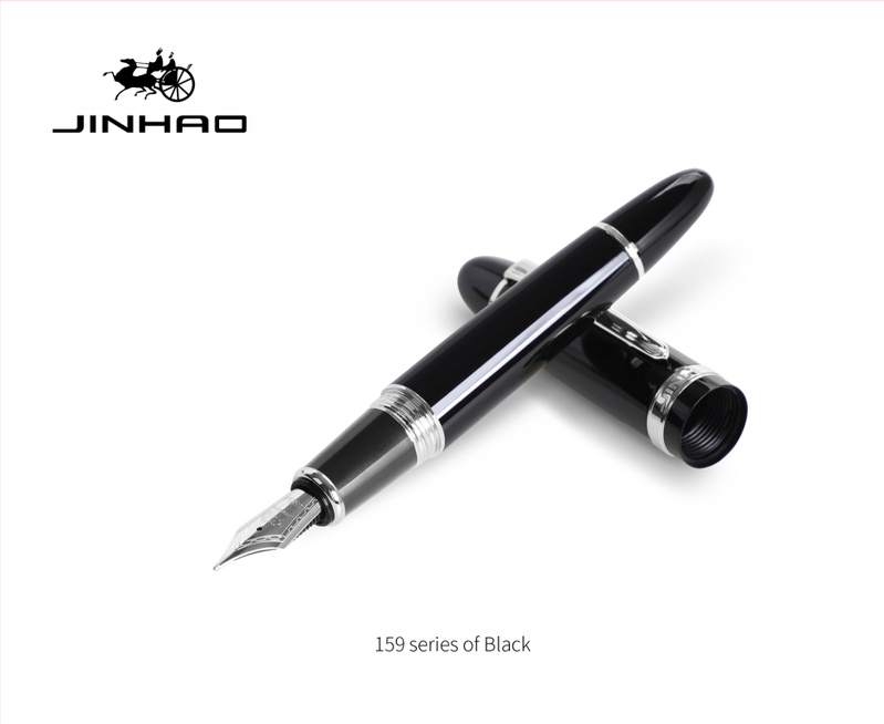 Jin Hao 159 sērijas irīdija parakstīšanas pildspalva, metāla korpuss, spirālveida tintes padeve, metāla uzgalis, drukāts logotips, pielāgošana