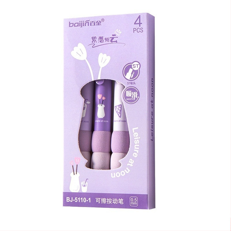 Izdzēšamā želejas pildspalva ar gradientu šuvēm vāciņu, plastmasas korpuss, klik mehānisms, nerūsējošā tērauda uzgalis