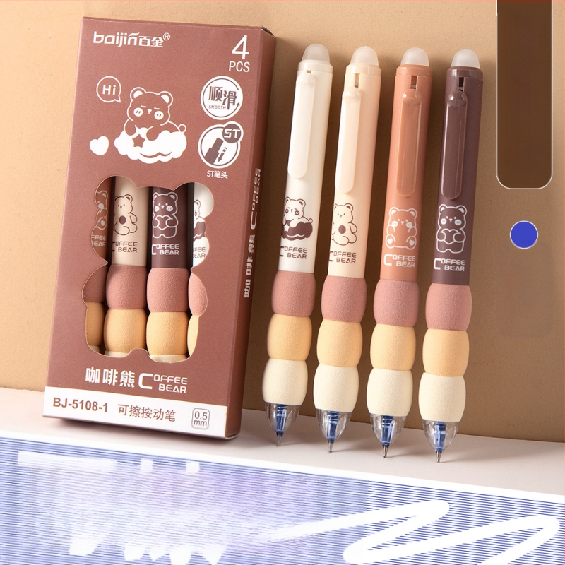 Izdzēšamā želejas pildspalva ar gradientu šuvēm vāciņu, plastmasas korpuss, klik mehānisms, nerūsējošā tērauda uzgalis