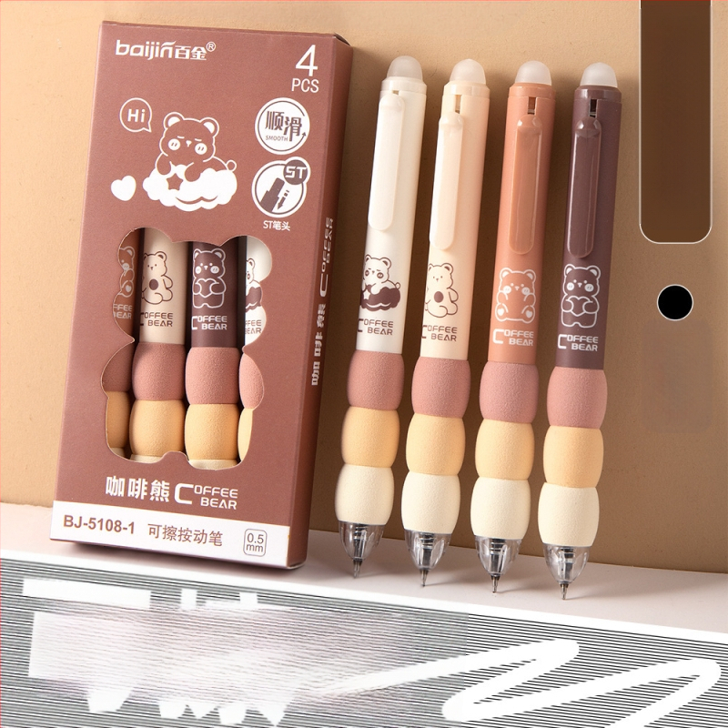 Izdzēšamā želejas pildspalva ar gradientu šuvēm vāciņu, plastmasas korpuss, klik mehānisms, nerūsējošā tērauda uzgalis