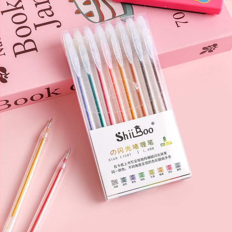 Starlight глитър гел писалка - пластмасов корпус, опакована в кутия, неизтриваща