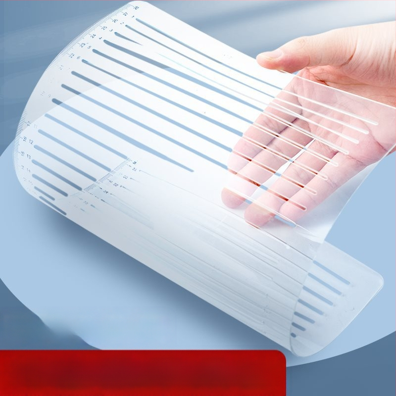 Пластмасово правило с решетка, без следи от писане, с марки 0.9 cm и 1 cm за изпитни отговори