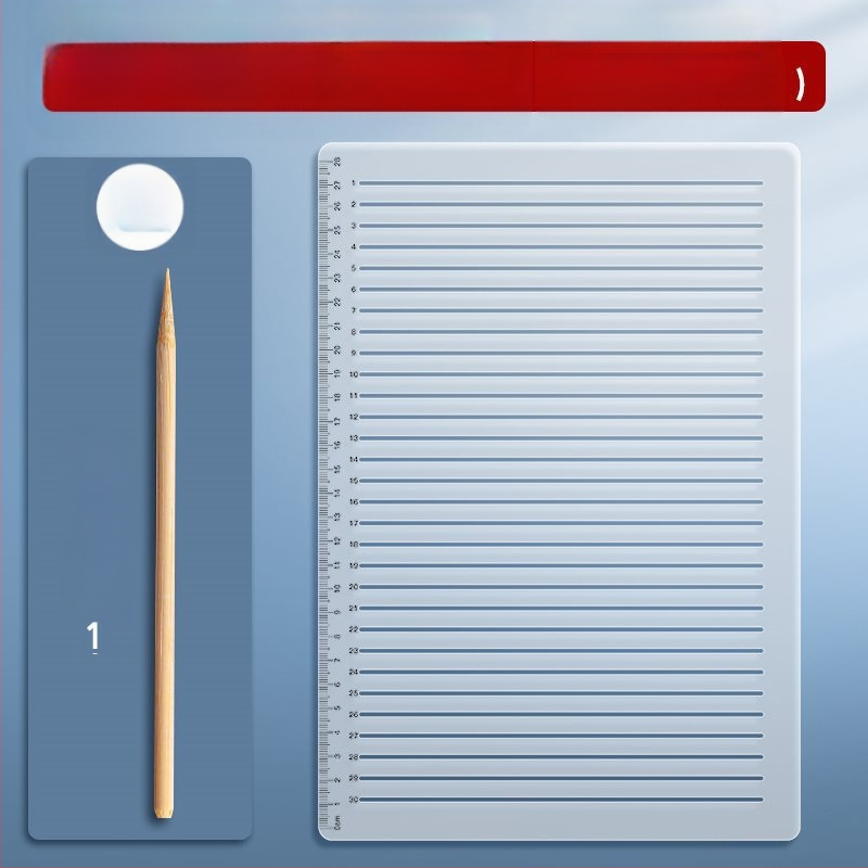 Пластмасово правило с решетка, без следи от писане, с марки 0.9 cm и 1 cm за изпитни отговори