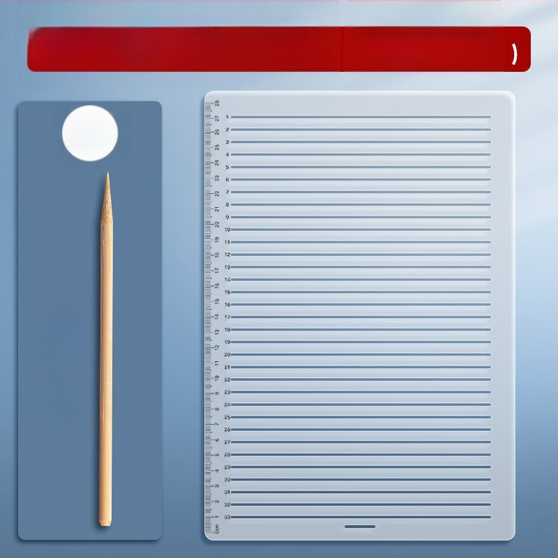 Пластмасово правило с решетка, без следи от писане, с марки 0.9 cm и 1 cm за изпитни отговори