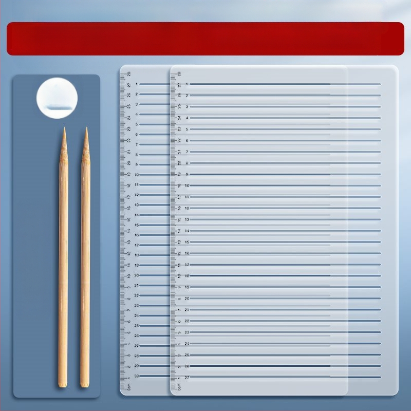 Пластмасово правило с решетка, без следи от писане, с марки 0.9 cm и 1 cm за изпитни отговори